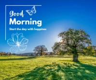White Pastel Good Morning Nature Poster | Peaceful Landscape With Positive Quote Medium Rectangle Persegi Panjang Sedang template